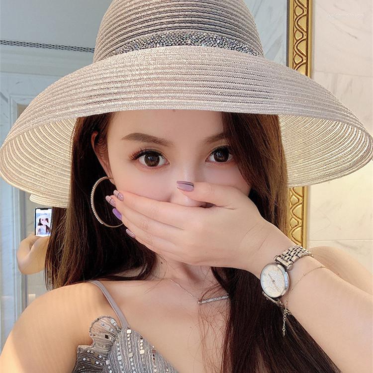Wide Brim Hats Elegant Summer Transparent Silk Beach Hat Hepburn Style Sun Chapeu Feminino Foldable Protection Bucket Cap, White
Wide Brim Hats Elegant Summer Transparent Silk Beach Hat Hepburn Style Sun Chapeu Feminino Foldable Protection Bucket Cap, White