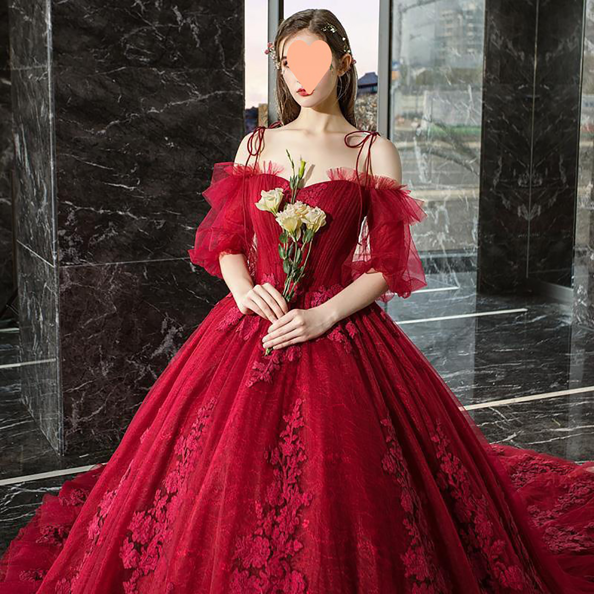 Luxurious Ball Gown Wedding Dresses Short Sleeves Tulle with 3D Floral Flowers Applicant Backless Stain Chapel Court Train Custom Made Vestidos De Nov