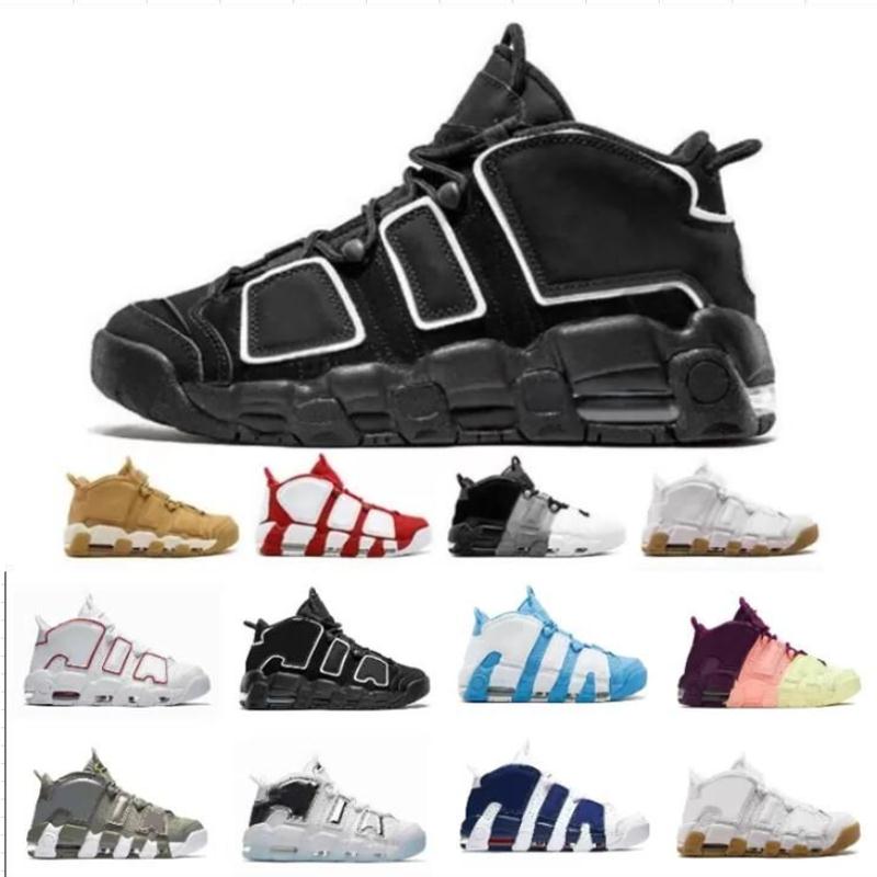 Basketball Chaussures Trainers Sneakers Blanc Blanc University Blue Chrome Sunset Light Aqua Wheat Plus Uptempos Scottie Pippen 96 Total Pan Lvqu