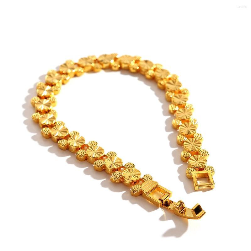 Link Bracelets Round Carved Bracelet Women Girl Jewelry Yellow Gold Filled Fashion Wrist Chain
Link Bracelets Round Carved Bracelet Women Girl Jewelry Yellow Gold Filled Fashion Wrist Chain