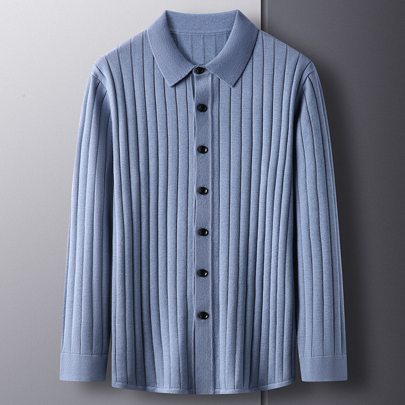 Men's Sweaters Autumn Woolen Knitted Cardigan Men's Fashion Korean Stripe Lapel Sweater High end Solid Color Casual Versatile Coat 221128, Blue
Men's Sweaters Autumn Woolen Knitted Cardigan Men's Fashion Korean Stripe Lapel Sweater High end Solid Color Casual Versatile Coat 221128, Blue