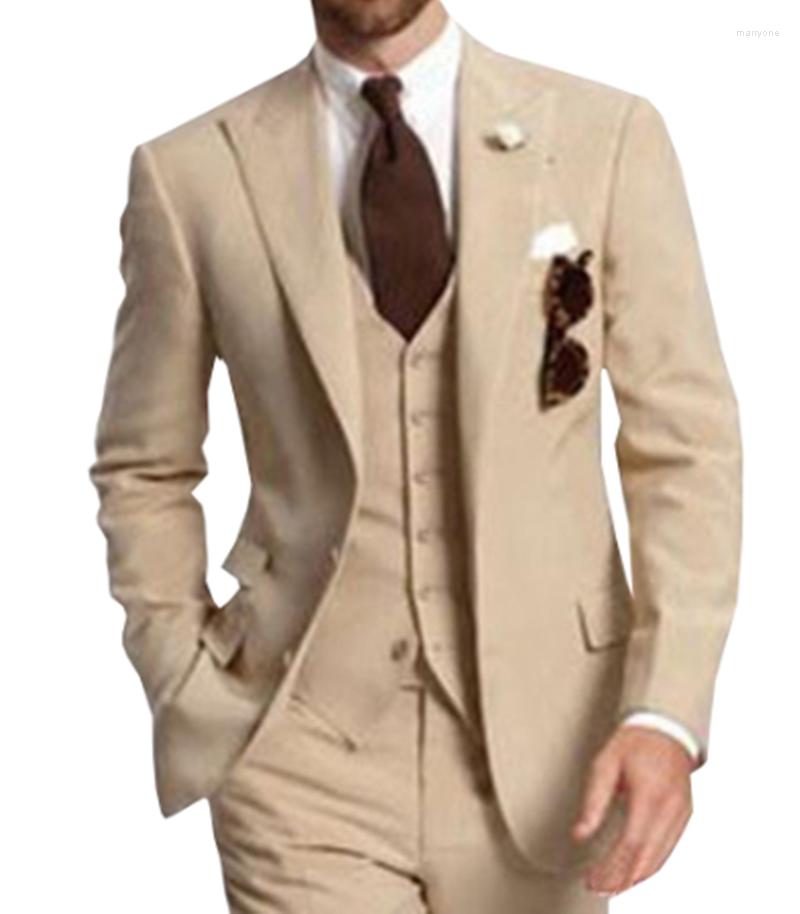 Men's Suits Beige Mens 3 Piece Peaked Lapel Two Button Costume Homme Custom Made Wedding Groom Tuxedos Men Suit, Burgundy
Men's Suits Beige Mens 3 Piece Peaked Lapel Two Button Costume Homme Custom Made Wedding Groom Tuxedos Men Suit, Burgundy