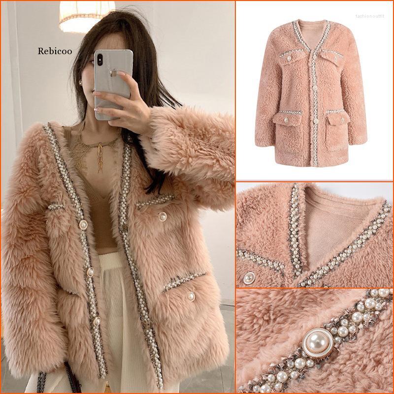 Women' Fur Beaded Design Lamb Wool Coat Women Sheep Shearling Jacket Winter Overcoats, Pink
Women' Fur Beaded Design Lamb Wool Coat Women Sheep Shearling Jacket Winter Overcoats, Pink