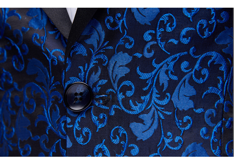 Men's Suits Blazers Royal Blue Floral Blazer Suit Jacket Men Shawl Laple One Button Dinner Party Prom Wedding Stylish Tuxedo Hombre 221124