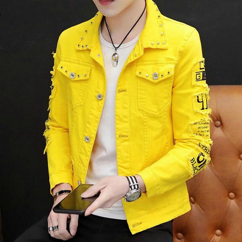 Men's Jackets White Denim Men Rivet Motorcyle Basic Coat Streetwear Hip Hop Bomber Cowboy Jean Chaqueta Hombre 221128