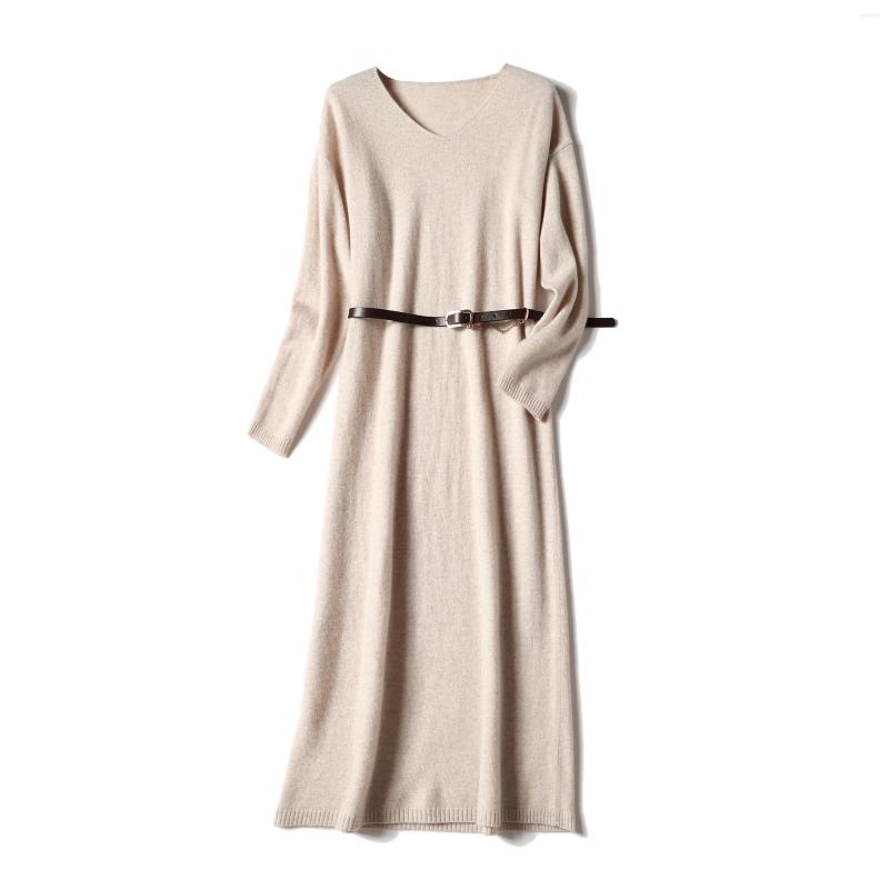 Casual Dresses 2022 Fall/winter Wool Knitted Dress Women' Loose Long-sleeved V-neck Bottom Skirt With A Medium-length Sweater, Milky
Casual Dresses 2022 Fall/winter Wool Knitted Dress Women' Loose Long-sleeved V-neck Bottom Skirt With A Medium-length Sweater, Milky