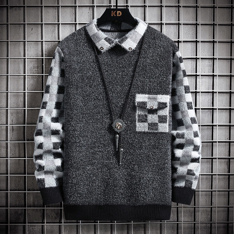 Men' Sweaters Harajuku Wool Sweaters MenTurndown Collar Rib Sleeve Casual Pullover Bottoming Shirt Fashion Plaid Sweaters with Pocket 221128, Nfz258 grey
Men' Sweaters Harajuku Wool Sweaters MenTurndown Collar Rib Sleeve Casual Pullover Bottoming Shirt Fashion Plaid Sweaters with Pocket 221128, Nfz258 grey