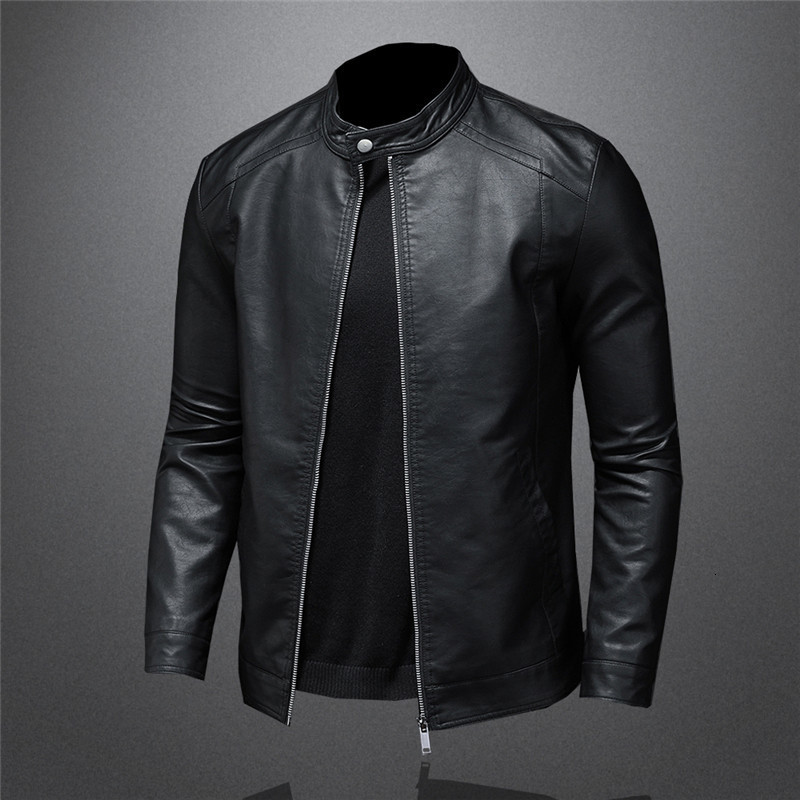Men's Leather Faux Large Size Autumn Fashion Trend Coat Slim Stand Collar Motorcycle Jacket PU Handsome Top 5XL 221124