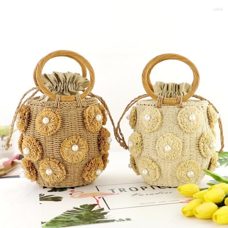 Evening Bags Pearl Straw Bag Portable Rattan Fashion Female Round Barrel Woven Beach, Beige
Evening Bags Pearl Straw Bag Portable Rattan Fashion Female Round Barrel Woven Beach, Beige