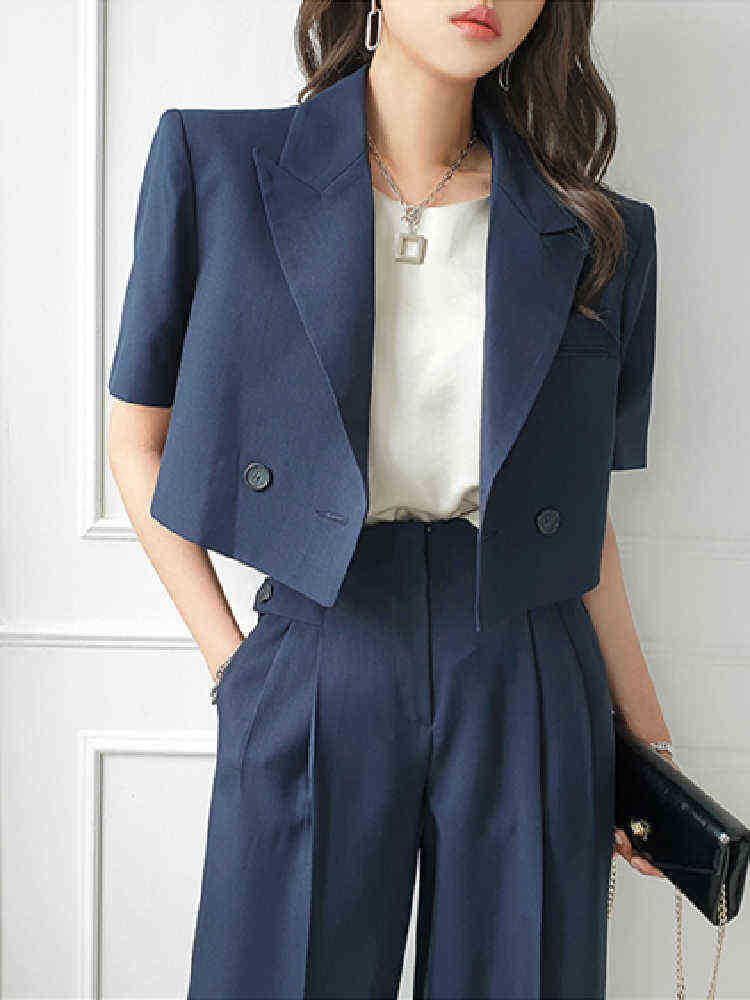 Office Lady Blazer Suits Summer Two Delicate Set Women Short Sleeve Jacket Crop Top hWide Blowjob Pants Korean Ensemble femme 2 Pieces J220813, Beige set
Office Lady Blazer Suits Summer Two Delicate Set Women Short Sleeve Jacket Crop Top hWide Blowjob Pants Korean Ensemble femme 2 Pieces J220813, Beige set