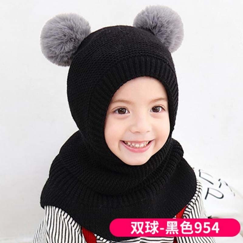 BeanieSkull Caps Doit 2 to 6 Y Winter Hat Beanies Boys Beanie two hairball Child Knit Fur Hats Protect face neck Kids Girls Earflap Caps 221128
