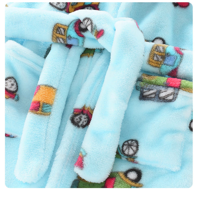 Towels Robes Cute Baby Girls Boys Cartoon Kids Sleepwear Warm Winter Hooded Fleece Childrens Pajamas Dressing Gown Belt Child Bathrobe 221125
