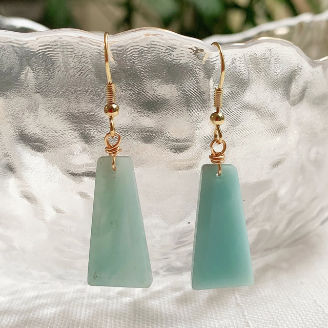 Natural Crystal Stone Dangle Earrings for Women Geometric Charm Shiny Obsidian Amethyst Lapis Pink Reiki Crystal Earring