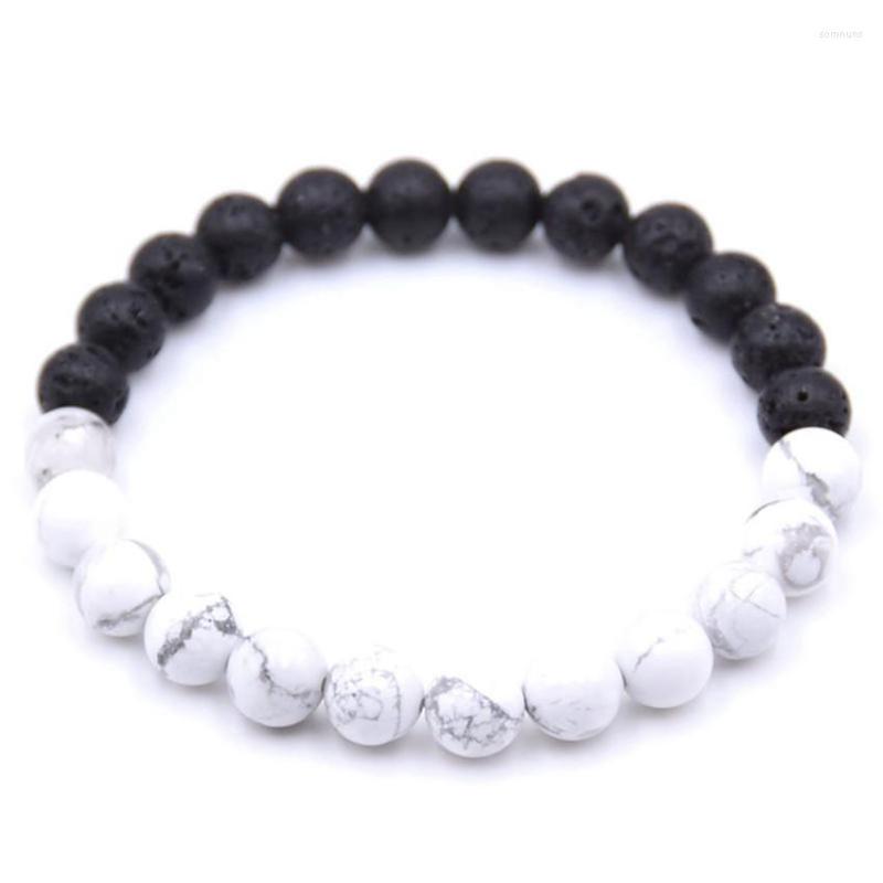 Strand Handmade Weave White Howlite Stone Beads Elastic Bracelet Black Lava Charm Jewelry
Strand Handmade Weave White Howlite Stone Beads Elastic Bracelet Black Lava Charm Jewelry