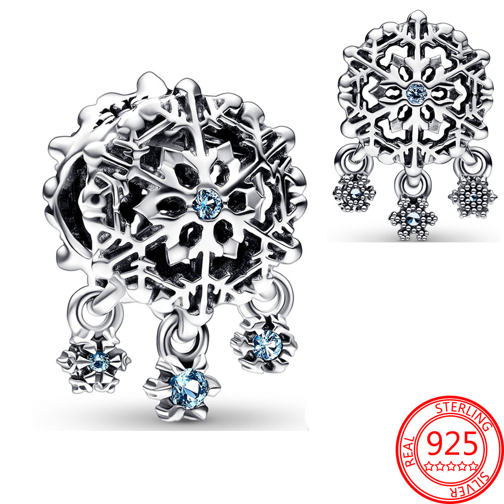 New Popular 925 Sterling Silver Winter Ice And Snow Drops Are Suitable For Charm Bracelet Jewelry Christmas Gifts