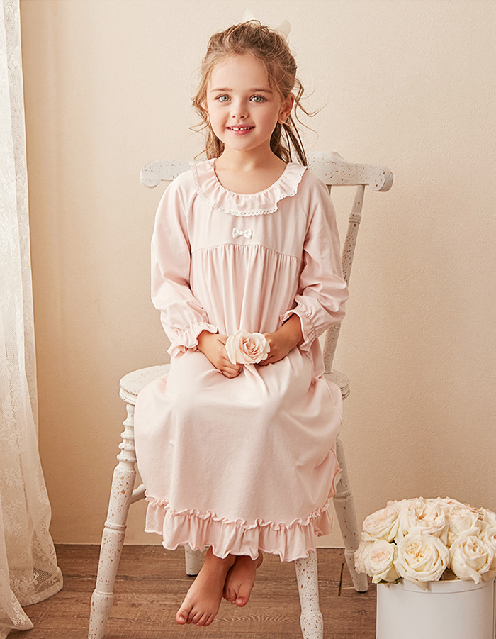 Pajamas Children Girl Lolita Dress Princess Sleepshirts Vintage Kid Ruffles Nightgowns.Courtly Style Toddler Nightdress Lounge Sleepwear 221125