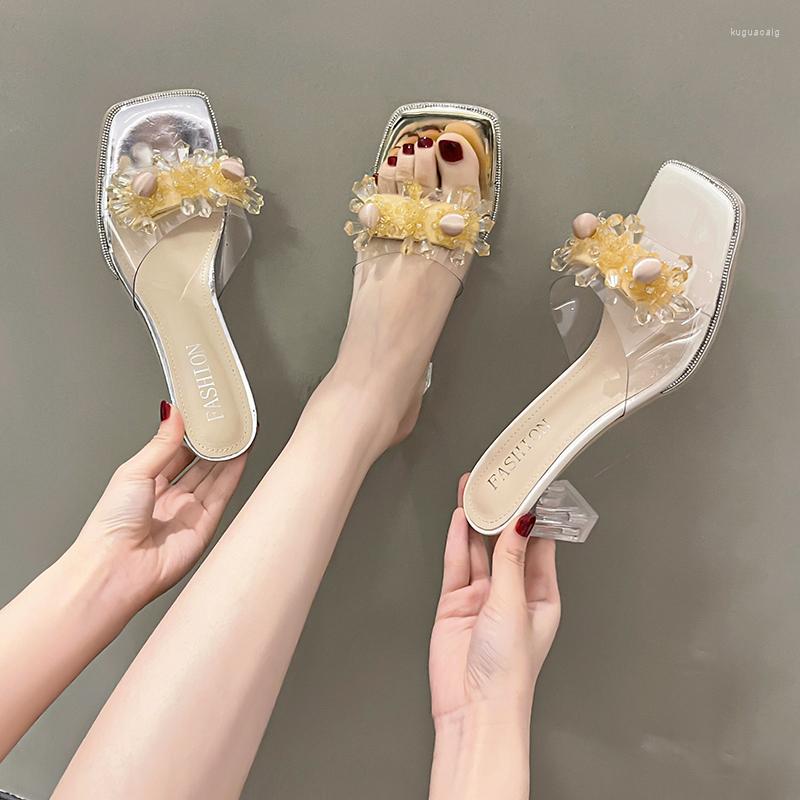 Slippers Crystal Clear Transparent Female Shoes Square High Heels Summer Women Slipper Woman Fashion Cool Mules Slides, White
Slippers Crystal Clear Transparent Female Shoes Square High Heels Summer Women Slipper Woman Fashion Cool Mules Slides, White