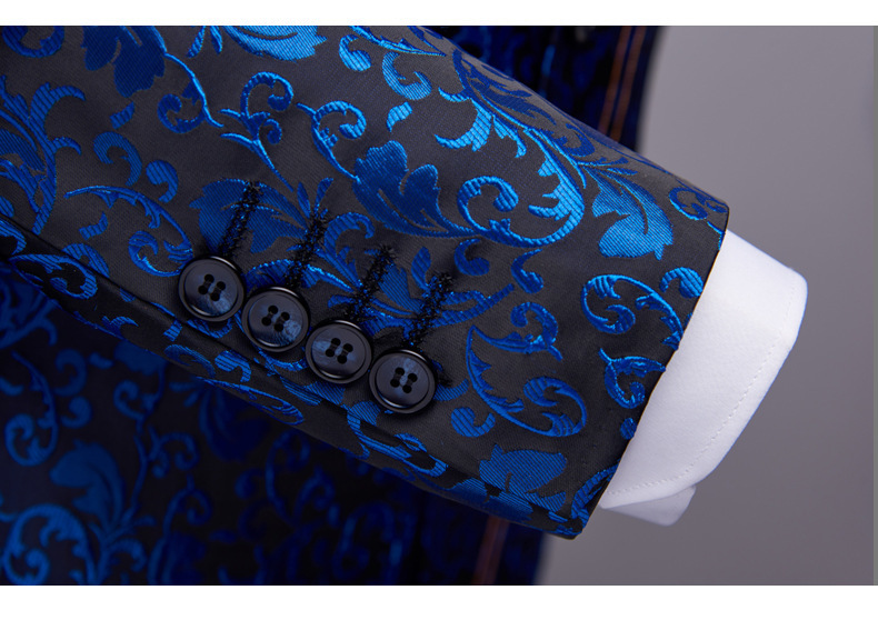 Men's Suits Blazers Royal Blue Floral Blazer Suit Jacket Men Shawl Laple One Button Dinner Party Prom Wedding Stylish Tuxedo Hombre 221124