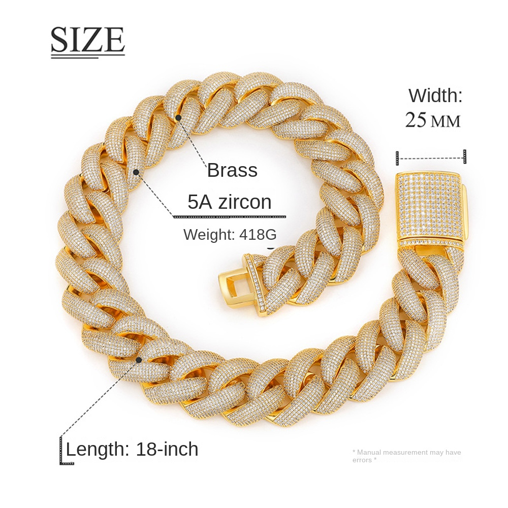 25mm Hip Hop Bubble Cuban Chain Necklace Bracelet Full 5A Cubic Zircon Heavy Thick Mens Jewelry