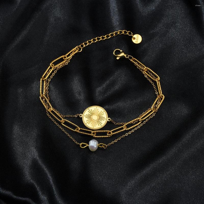 Link Bracelets Akizoom Three Layers Pattern Round Brand Beads Bracelet Stainless Steel Adjustable Charm For Women Girls Birthday Jewelry
Link Bracelets Akizoom Three Layers Pattern Round Brand Beads Bracelet Stainless Steel Adjustable Charm For Women Girls Birthday Jewelry