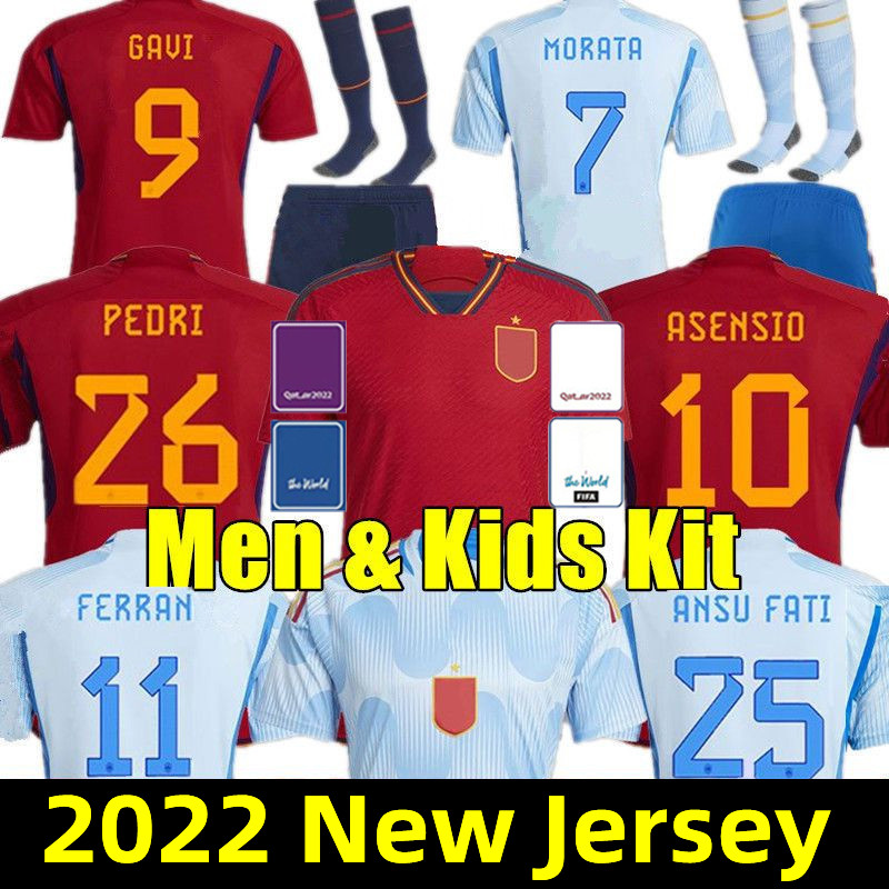 2022 Spain Espana soccer jerseys PEDRI GAVI MORATA OLMO LLORENTE AZPILICUETA ANSU FATI FERRAN TORRES KOKE ADAMA SERGIO Kids Kit football shirt camisetas de futbol, Color 5
2022 Spain Espana soccer jerseys PEDRI GAVI MORATA OLMO LLORENTE AZPILICUETA ANSU FATI FERRAN TORRES KOKE ADAMA SERGIO Kids Kit football shirt camisetas de futbol, Color 5