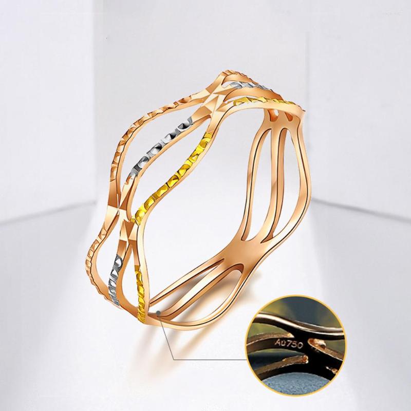 Cluster Rings Pure 18K Multi-tone Gold Woman Ring Lucky Hollow Wave Stamp Au750 Gift
Cluster Rings Pure 18K Multi-tone Gold Woman Ring Lucky Hollow Wave Stamp Au750 Gift