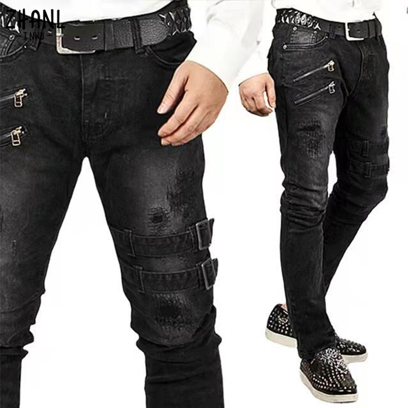 Men's Jeans Plus Size Straight Man Pants Spring Summer Boyfriend Streetwear Skinny Zips 3 Colors Cacual Long Denim Trousers 221128