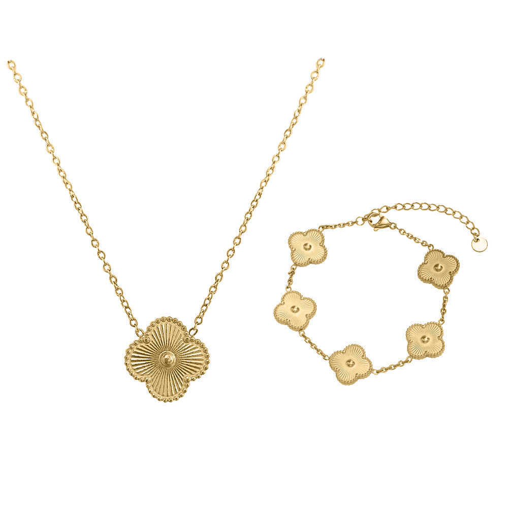 Pendant Necklaces Advanced titanium steel four leaf clover necklace women's color fastness light luxury small design five flower bracelet
Pendant Necklaces Advanced titanium steel four leaf clover necklace women's color fastness light luxury small design five flower bracelet
