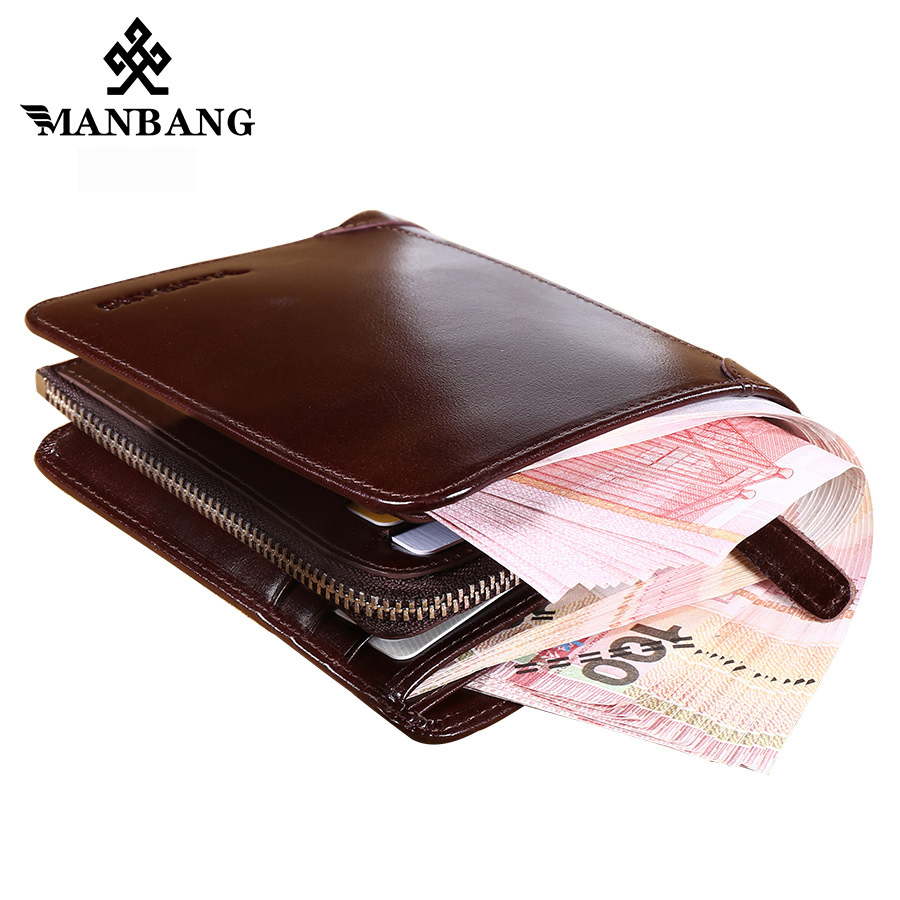 Genuine Leather Men's Wallet with Coin Pocket, Billfold, and Organizer (Black)
