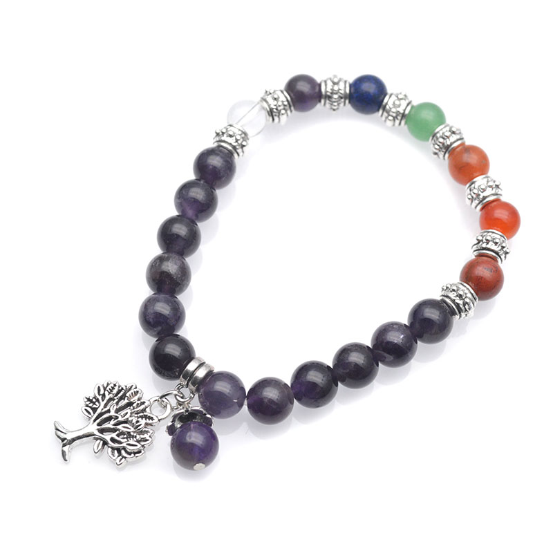 Silver Metal Tree of Life Charm Bracelet Colorful Natural Gemstone Round Beads Chakra Healing Jewerly Couple Party Gift
Silver Metal Tree of Life Charm Bracelet Colorful Natural Gemstone Round Beads Chakra Healing Jewerly Couple Party Gift