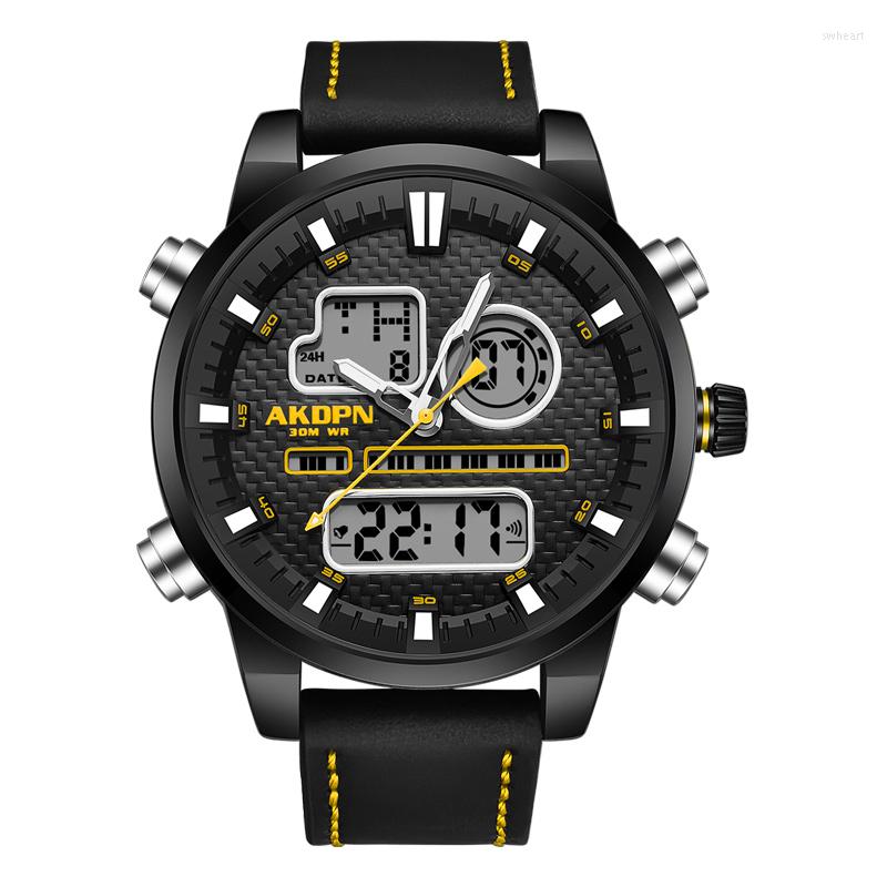 Wristwatches Fashion Men's Watch Leather Watches Men Military Dual Display LED Waterproof Unique Luxury Sport Clock Relgio Masculino, Blue
Wristwatches Fashion Men's Watch Leather Watches Men Military Dual Display LED Waterproof Unique Luxury Sport Clock Relgio Masculino, Blue