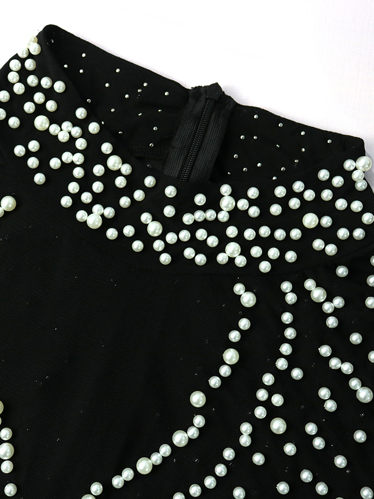 Party Dresses Sexy See Through Bodycon Warp with Bead Transparent Tops Maxi for Women White Black Date Night Clothes 221128