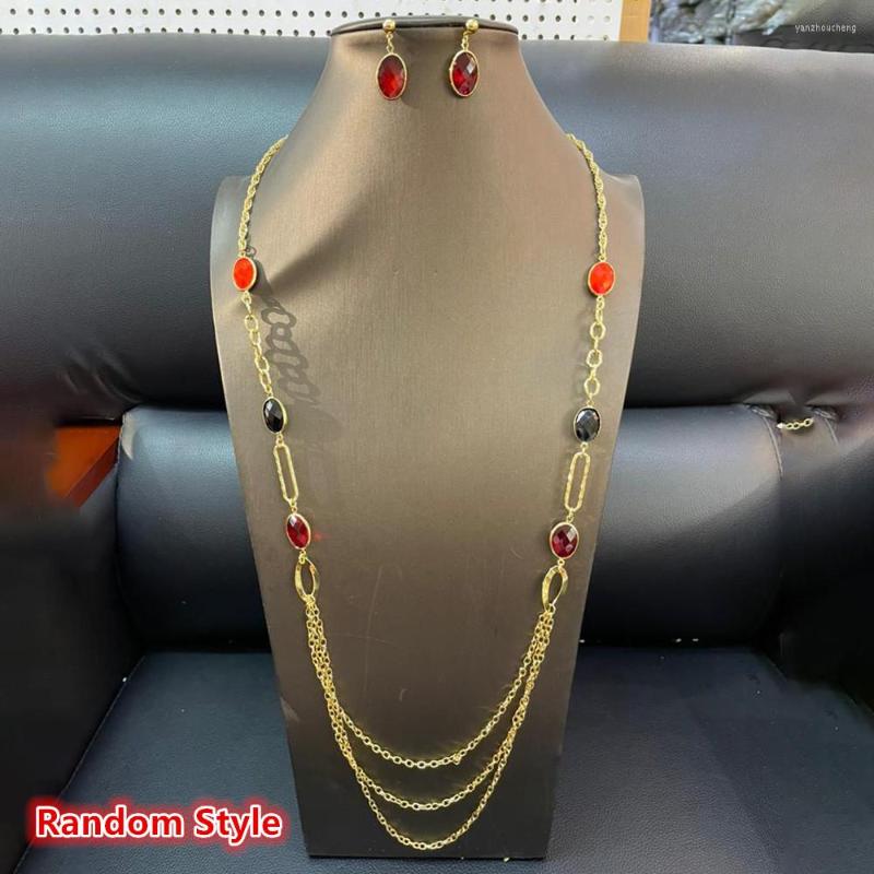 Necklace Earrings Set Fashion Jewellery Luxury Color Stone Long And 2Pcs For Dubai African Party Weddings Random Style, Picture shown
Necklace Earrings Set Fashion Jewellery Luxury Color Stone Long And 2Pcs For Dubai African Party Weddings Random Style, Picture shown