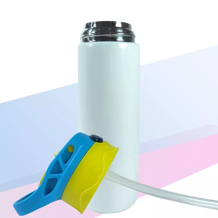 Sublimation Blanks Kids Tumbler Water Bottle 20 OZ White with Straw and Portable Lid 500ml 304 double walled Stainless Steel bottles