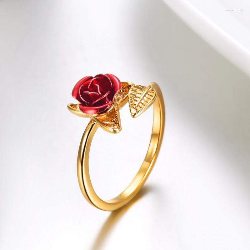Wedding Rings Red Rose Garden Flower Leaves Resizable Finger For Women Valentine's Day Gift Jewelry 2022 Open Ring
Wedding Rings Red Rose Garden Flower Leaves Resizable Finger For Women Valentine's Day Gift Jewelry 2022 Open Ring