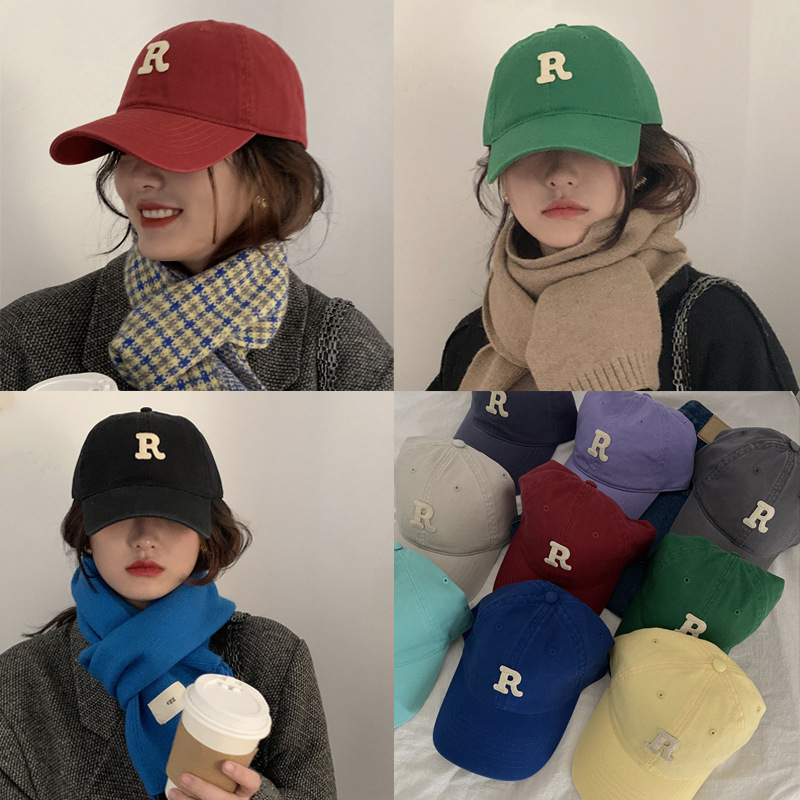 R lettered baseball cap for women sunscreen small faceversatile sports spring summer 219, Blue
R lettered baseball cap for women sunscreen small faceversatile sports spring summer 219, Blue