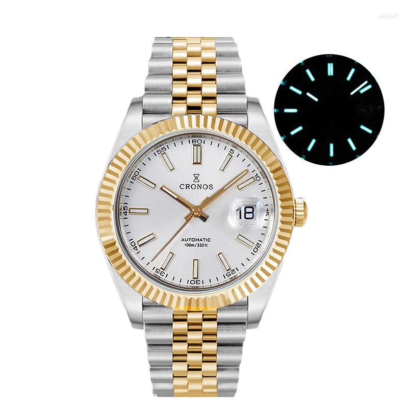 Wristwatches Cronos 40mm Silver Dial Luminous Marks Sapphire Crystal Two-Tone Stainless Bracelet PT5000/SW200 Automatic Watch 100M, Grey pt5000 nl
Wristwatches Cronos 40mm Silver Dial Luminous Marks Sapphire Crystal Two-Tone Stainless Bracelet PT5000/SW200 Automatic Watch 100M, Grey pt5000 nl