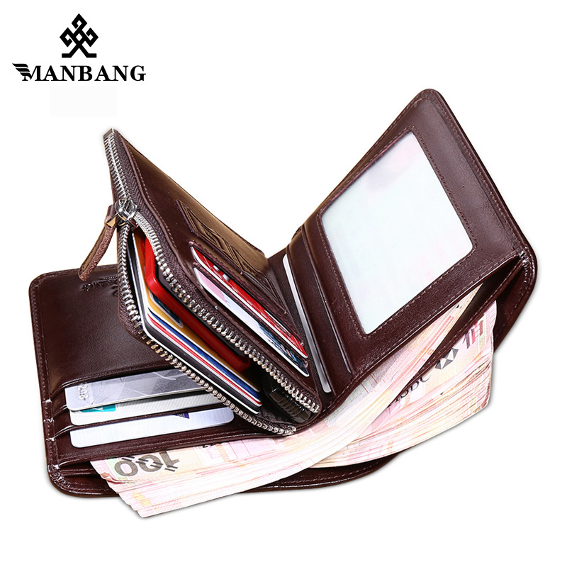 Genuine Leather Men's Wallet with Coin Pocket, Billfold, and Organizer (Black)