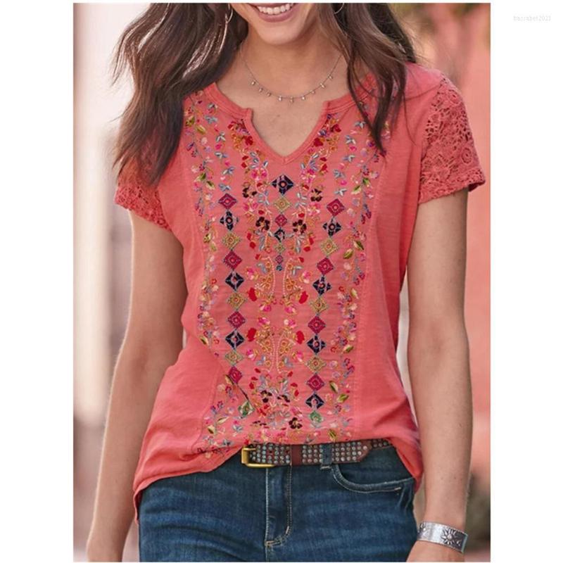 Women' T Shirts Summer Women Fashion Casual V Neck Shirt Vintage Boho Ethnic Floral Print Loose Top Female Lace Patchwork Half Sleeve, Purple
Women' T Shirts Summer Women Fashion Casual V Neck Shirt Vintage Boho Ethnic Floral Print Loose Top Female Lace Patchwork Half Sleeve, Purple
