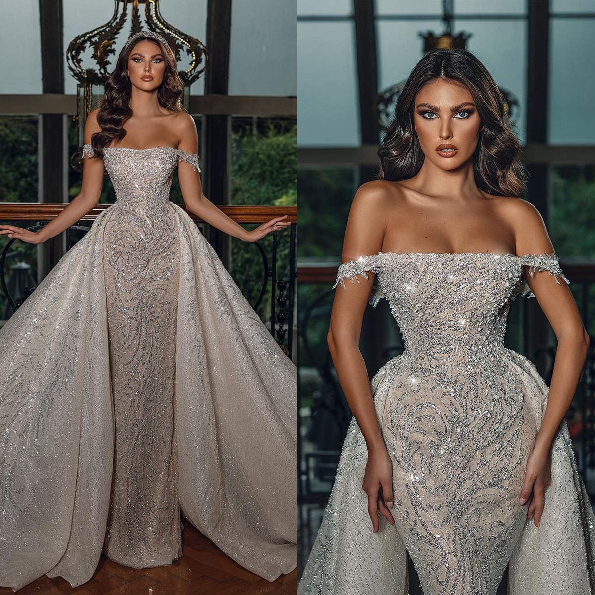 Fashion Sequins Mermaid Wedding Dresses Off Shoulder Lace Bridal Gowns Aso Ebi Shiny Beads Bride Dress Arabic, Orange
Fashion Sequins Mermaid Wedding Dresses Off Shoulder Lace Bridal Gowns Aso Ebi Shiny Beads Bride Dress Arabic, Orange