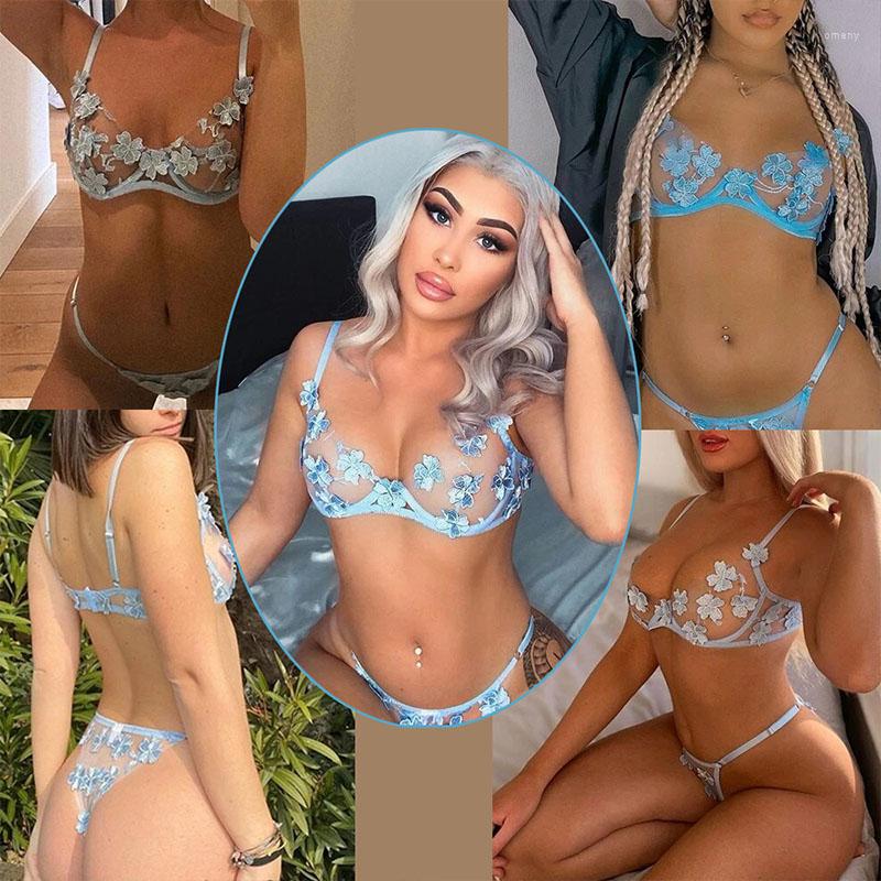 Bras Sets Ladies Transparent Ultra-thin Underwear Set Blue Floral Embroidery Applique Mesh Lingerie For Women Sexy Bra And Panty Pink, Black
Bras Sets Ladies Transparent Ultra-thin Underwear Set Blue Floral Embroidery Applique Mesh Lingerie For Women Sexy Bra And Panty Pink, Black