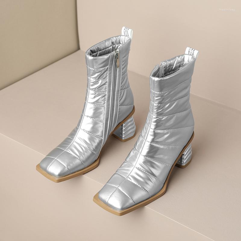 Boots Winter Women's Thick Warm Ankle Silver Square Fashion Zipper Sexy High Heels Trend 
Boots Winter Women's Thick Warm Ankle Silver Square Fashion Zipper Sexy High Heels Trend