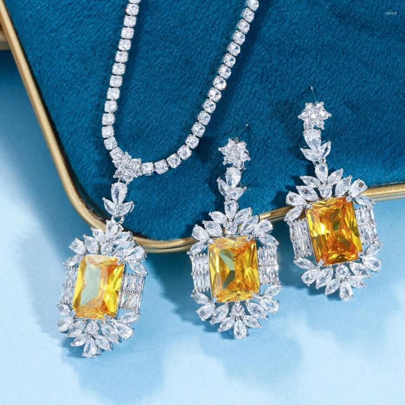 Necklace Earrings Set ThreeGraces Sparkly Yellow Cubic Zirconia Big Square CZ And Fashion Engagement Jewelry For Women TZ777, Picture shown
Necklace Earrings Set ThreeGraces Sparkly Yellow Cubic Zirconia Big Square CZ And Fashion Engagement Jewelry For Women TZ777, Picture shown