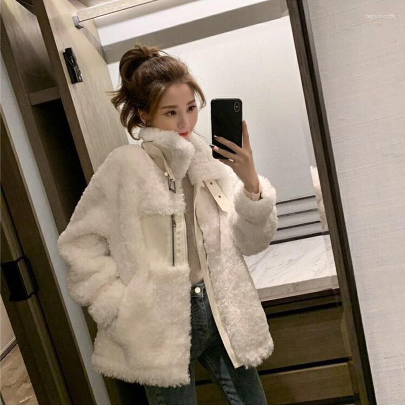 Women' Fur Autumn Winter Lamb Jacket Female Korean Overcoat Loose Warm Outerwear Stand Collar All-In-one Motorcycle Coat, White
Women' Fur Autumn Winter Lamb Jacket Female Korean Overcoat Loose Warm Outerwear Stand Collar All-In-one Motorcycle Coat, White