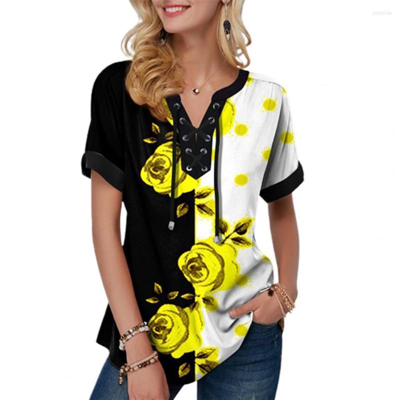 Women's T Shirts Women Clothing Short Sleeve Floral Print T-shirts Fashion Bandage V Neck Summer Tee Lady Loose Casual Elegant T-Shirt, Yellow
Women's T Shirts Women Clothing Short Sleeve Floral Print T-shirts Fashion Bandage V Neck Summer Tee Lady Loose Casual Elegant T-Shirt, Yellow