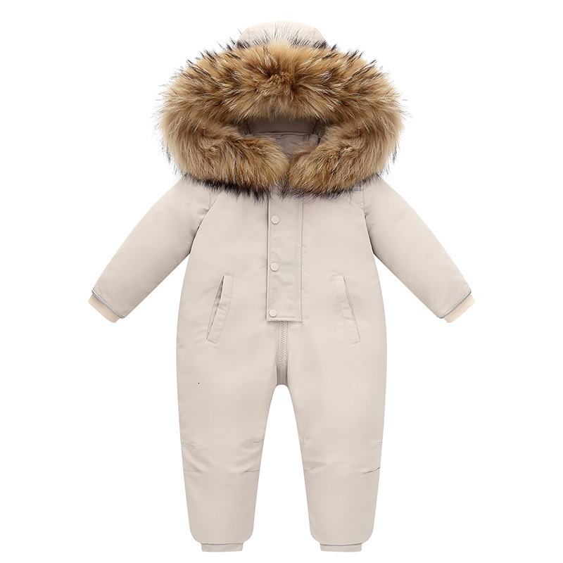 Down Coat 30 Degree Russia Winter Kids Jumpsuit Waterproof Real Fur Children Overalls 15 Years Infant Baby Boy Romper Snowsuit 221125