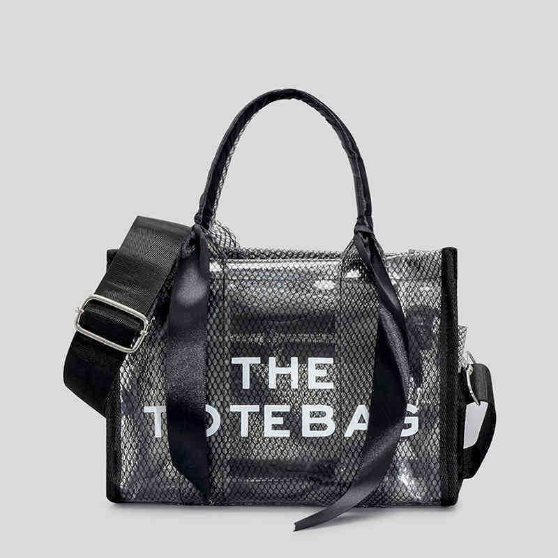 Designer Tote Bag Shoulder Bags Luxury Pvc Small Handbag Transparent Large Capacity Single Messenger Women Crossbody Bags 221128, Black - logo 
Designer Tote Bag Shoulder Bags Luxury Pvc Small Handbag Transparent Large Capacity Single Messenger Women Crossbody Bags 221128, Black - logo