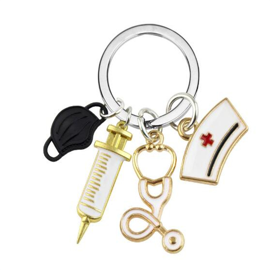 Fashion nurse doctor mask Key Rings Medical aid staff syringe Stethoscope key ring AE538
Fashion nurse doctor mask Key Rings Medical aid staff syringe Stethoscope key ring AE538
