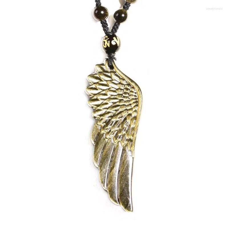 Pendant Necklaces Drop Natural Carved Gold Obsidian Crystal Angel Wing Pendants Jade Jewelry Fine Wholesale
Pendant Necklaces Drop Natural Carved Gold Obsidian Crystal Angel Wing Pendants Jade Jewelry Fine Wholesale