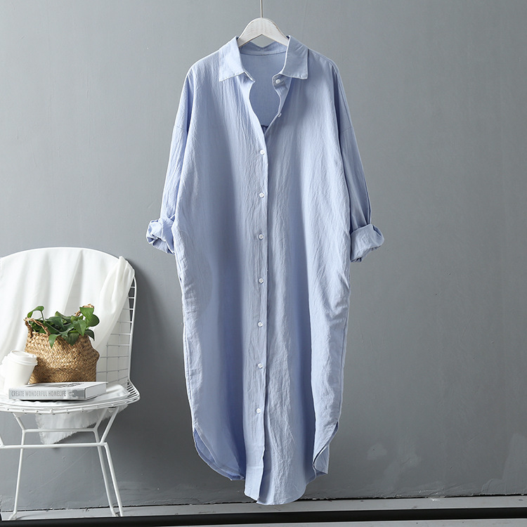 Casual Dresses Shirt Dress for Women Linen Cotton Casual Korean Vintage Oversized Midi Robe Summer Autumn Casual Long White Women Clothing 221126